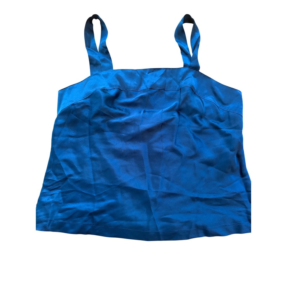 Vintage Victoria's Secret 100% Silk Camisole Royal Blue Square Neck Top Size P